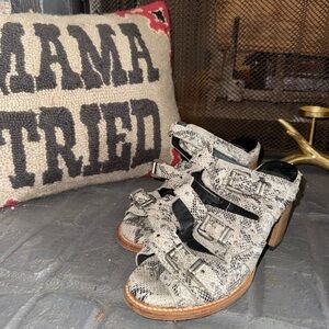 Freebird Snakeskin Buckle Heels